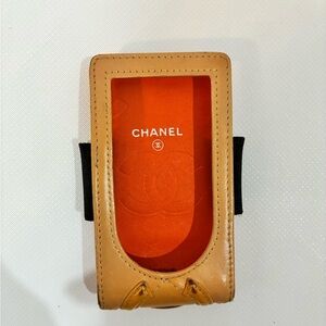 CHANEL Ligne Cambon Mini iPod Case Quilted CC Logo Leather Card Phone Holder